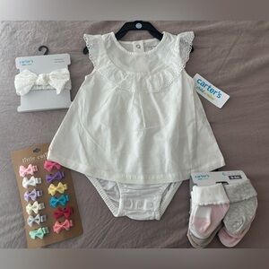 Carter's White Baby Dress with Accessories